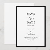 Moderne Redactionele Zwart-Wit Save the Date Kaart (Voorkant / Achterkant)