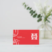 Moderne RedTech-printplaat QR-code visitekaart Visitekaartje (Staand voorkant)