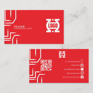 Moderne RedTech-printplaat QR-code visitekaart Visitekaartje