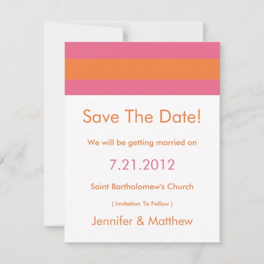 Moderne Redux Roze Oranje Save The Date Kaarten (Voorkant)