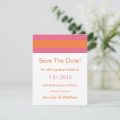 Moderne Redux Roze Oranje Save The Date Kaarten (Staand voorkant)