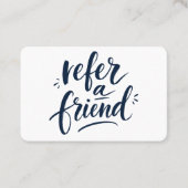 Moderne Referral Navy Blauwe Witte Korting Script (Voorkant)