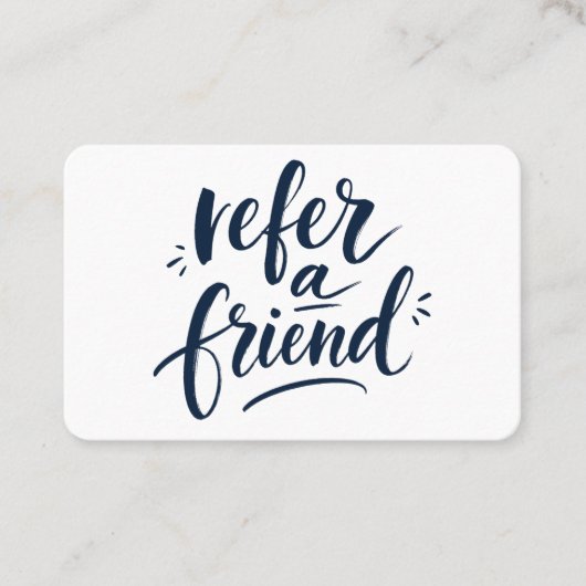 Moderne Referral Navy Blauwe Witte Korting Script (Voorkant)