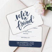 Moderne Referral Navy Blauwe Witte Korting Script