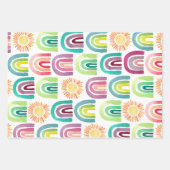 Moderne regenbogen & Sun Pattern Birthday Party Inpakpapier Vel (Voorkant 3)