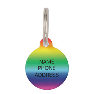 Moderne regenboog, aangepaste naam contactinfo hon huisdierpenning