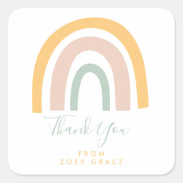 Moderne regenboog bedankt voor je plezier vierkante sticker