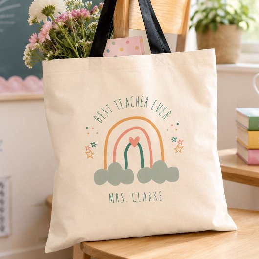 Moderne Regenboog Beste Leraar Ooit Waarderingsges Tote Bag