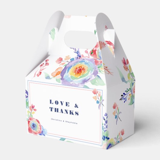 Moderne Regenboog Bloemen LGBTQ Bruiloft Bedankdoosjes (Voorkant Zijde)