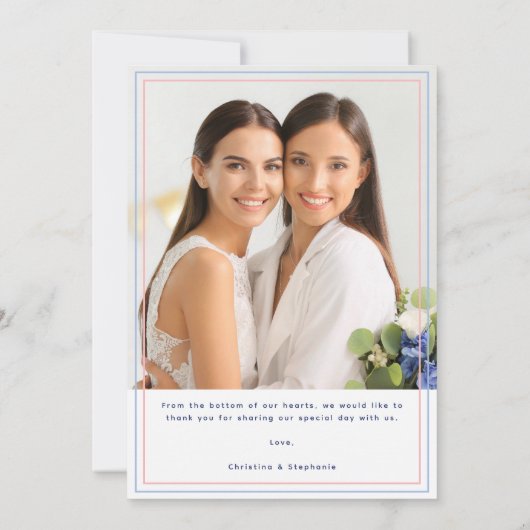 Moderne Regenboog Bloemen LGBTQ Bruiloft Bedankkaart (Achterkant)