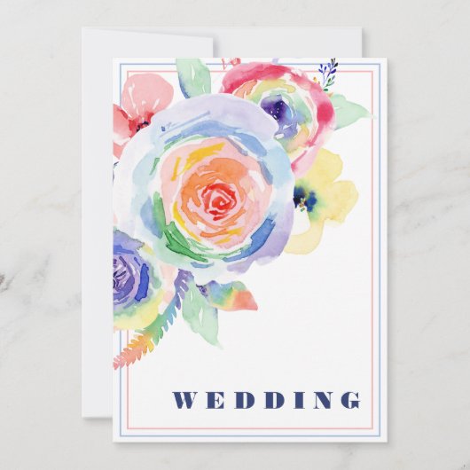 Moderne Regenboog Bloemen LGBTQ Bruiloft Kaart (Voorkant)