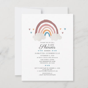 Moderne Regenboog Boho Script Chic Baby Shower Kaart