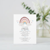 Moderne Regenboog Boho Script Chic Baby Shower Kaart (Staand voorkant)