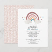 Moderne Regenboog Boho Script Chic Baby Shower Kaart (Voorkant / Achterkant)