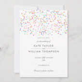Moderne Regenboog Confetti Bruiloft Save The Date (Voorkant)