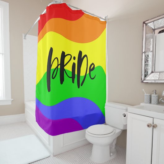 Moderne regenboog douchegordijn (In situ)
