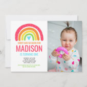 Moderne regenboog eerste verjaardag kaart (Voorkant)