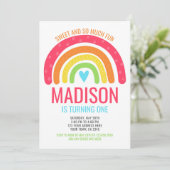 Moderne regenboog eerste verjaardag kaart (Staand voorkant)