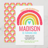 Moderne regenboog eerste verjaardag kaart (Voorkant / Achterkant)