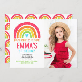 Moderne regenboog eerste verjaardag kaart