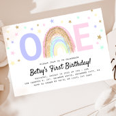 Moderne regenboog en sterren 'ONE' 1e verjaardag Kaart