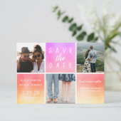 Moderne regenboog glitter 3 foto collage bruiloft save the date (Staand voorkant)