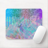 Moderne Regenboog Glitter Druppels Opal Muismat (Met muis)