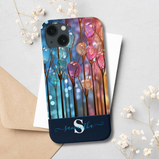 Moderne regenboog glitter edelstenen monogram Case-Mate iPhone case