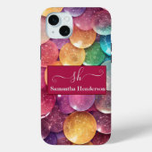 Moderne Regenboog Glitter Monogrammed Chic Custom Case-Mate iPhone Case (Achterkant)