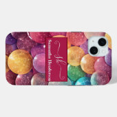 Moderne Regenboog Glitter Monogrammed Chic Custom Case-Mate iPhone Case (Achterkant (horizontaal))