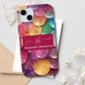 Moderne Regenboog Glitter Monogrammed Chic Custom Case-Mate iPhone Case