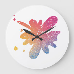 Moderne Regenboog Glitter Sparkle  Grote Klok