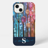 Moderne regenboog glitters glazen monogram iPhone hoesje (Achterkant)