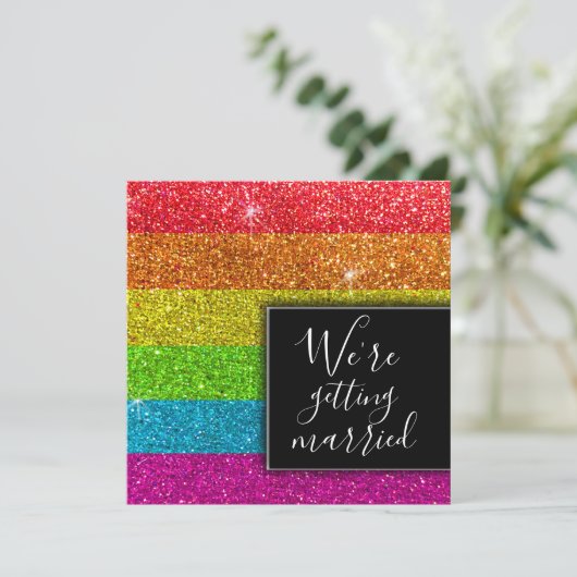 Moderne regenboog glitters kleurrijke sprankels el kaart (Staand voorkant)