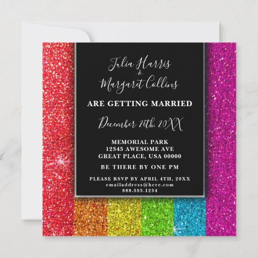 Moderne regenboog glitters kleurrijke sprankels el kaart (Achterkant)