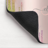 Moderne regenboog glitters rose goud monogram muismat (Hoek)