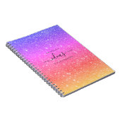Moderne regenboog glitterscript naam notitieboek (Rechterzijde)