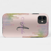 Moderne regenboog glitterslierten, roosgoud, Monog Case-Mate iPhone Case (Achterkant (horizontaal))