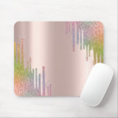 Moderne regenboog glitterspetters roosgoud muismat (Met muis)