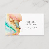 Moderne Regenboog Gouden Pastel Abstracte Waterver Visitekaartje (Voorkant)