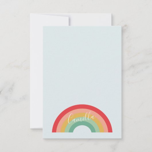 Moderne regenboog handgeschreven script kinderen bedankkaart (Voorkant)