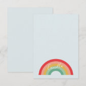Moderne regenboog handgeschreven script kinderen bedankkaart (Voorkant / Achterkant)