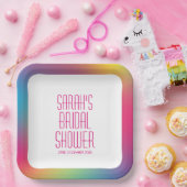 Moderne regenboog holografische verloop bruidsdouc papieren bordje (Feest)