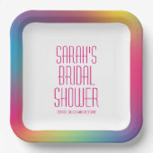 Moderne regenboog holografische verloop bruidsdouc papieren bordje (Voorkant)