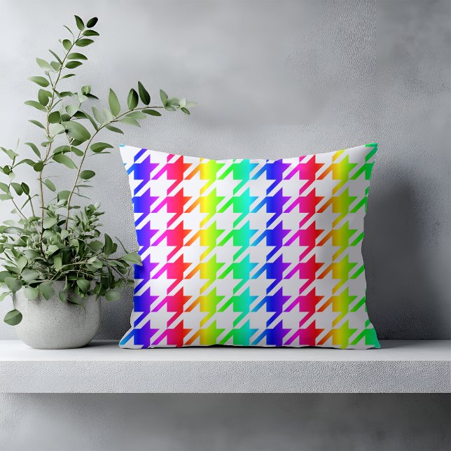 Moderne Regenboog Houndstooth Patroon Kussen (Creator heeft geüpload)