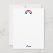 Moderne Regenboog in Blauwe Script Naam Notitiekaartje (Voorkant)
