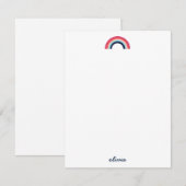 Moderne Regenboog in Blauwe Script Naam Notitiekaartje (Voorkant / Achterkant)