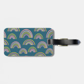 Moderne regenboog in roze, groen en donkerblauw bagagelabel (Achterkant horizontaal)