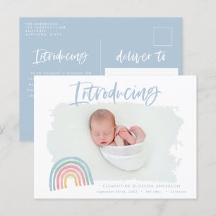 Moderne regenboog introduceert foto-geboorte aankondigingskaart
