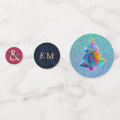 Moderne Regenboog Kerstboom Aangepast Monogram Bla Confetti (Voorkanten)